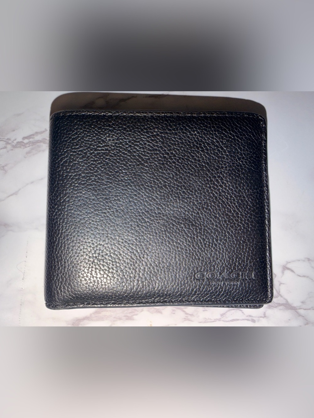 Coach Black Pebbled Leather Bi-Fold Wallet